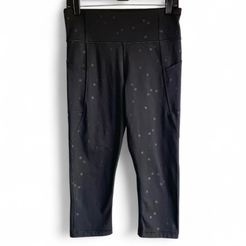 GapFit Black Star Print Cropped Leggings with Pockets Size M